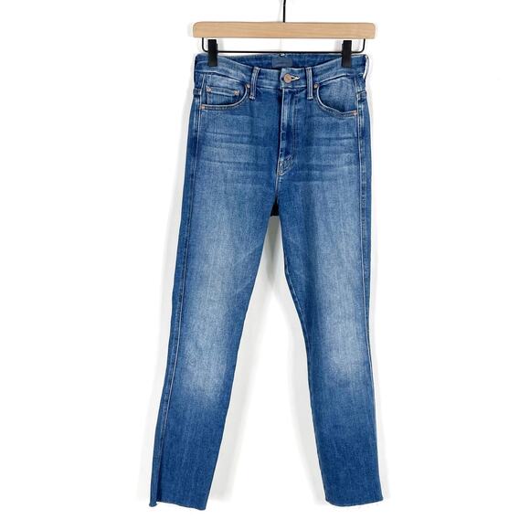 Mother High Waisted‎ Double Looker Hover Jeans First Mate Blue Raw Hem Sz 26 - Picture 4 of 12
